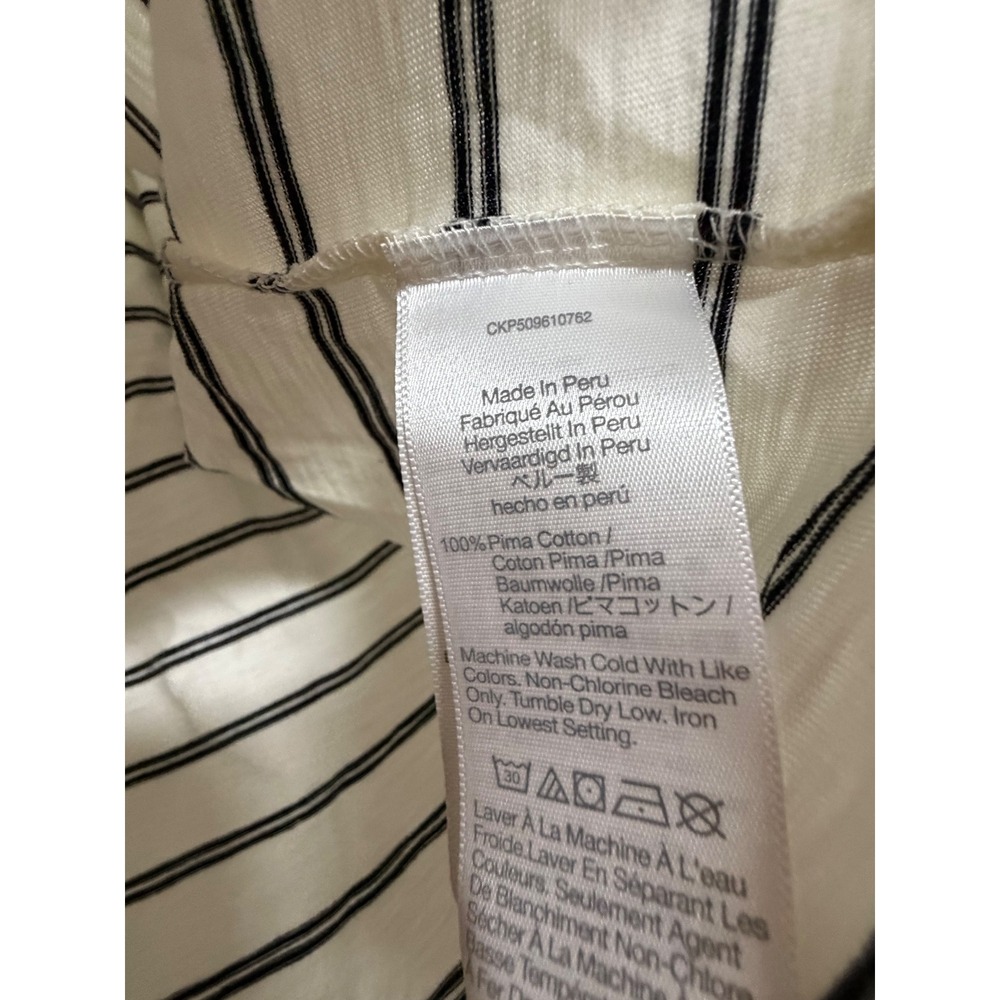Madewell Whisper Cotton Crewneck Tee Large Ivory Black Stripe NS579 Pima Cotton - Picture 7 of 7